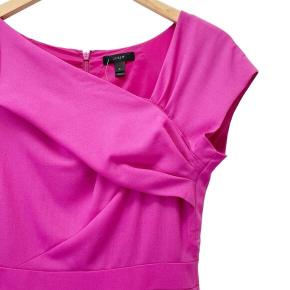NWT J. Crew Wool Origami Sheath Dress Berry Fuchsia Career Professional Size 0 - Picture 6 of 13